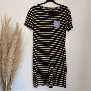 Tommy Hilfiger Striped T-shirt Dress Navy Yellow